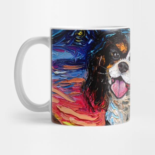 Tri Color Cavalier King Charles Spaniel Night by sagittariusgallery